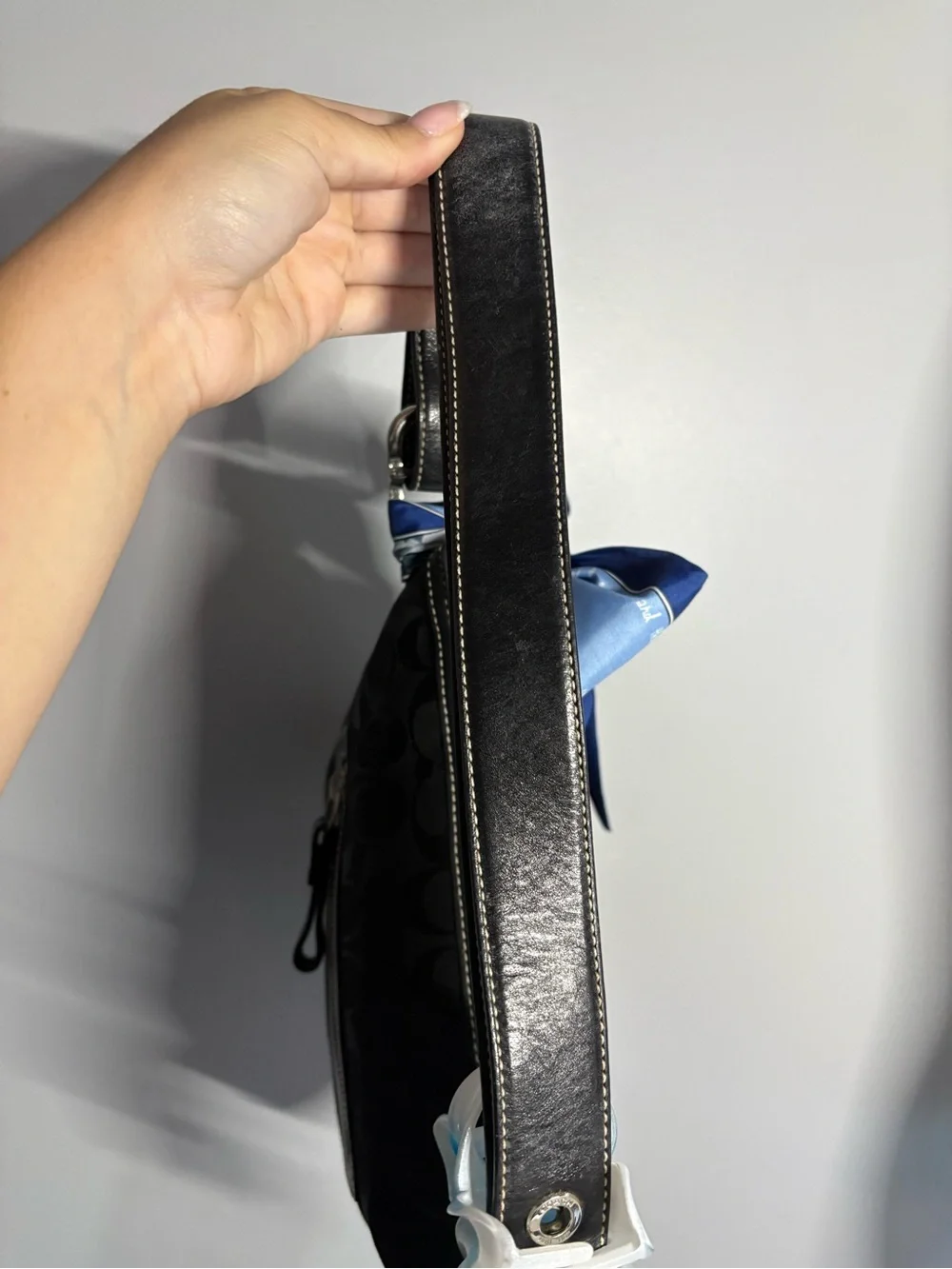 Vintage Y2K Coach Black Signature Jacquard Bag with Blue Accent